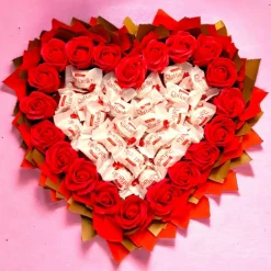 Essbarer Blumenstrauß - "Raffaello Red" mit Seifenrosen