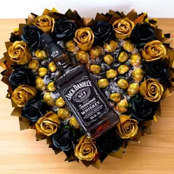 Essbarer Pralinen-Strauß in Herzform mit Lindor & Jack Daniel’s – handgemachte Geschenkidee