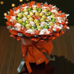 Essbarer Pralinen-Strauß mit Ferrero Rocher, Lindor & Raffaello – handgemachte Geschenkidee