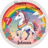 Essbarer Tortenaufleger Einhorn Regenborgen mit Name und Zahl Tortendeko Happy Birthday
