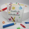 Essbarer Tortenaufleger -Endlich Schulkind-  Tortendeko Einschulung
