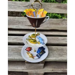 Etagere 3 teilig Vintage Freiberger Porzellan Tischdeko Servierteller