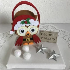 Eule Geldgeschenk Weihnachten Weihnachtsdeko Sterne Geld Gutschein Weihnachtsgeschenk Filz-Tasche Holz