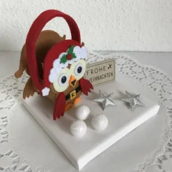 Eule Geldgeschenk Weihnachten Weihnachtsdeko Sterne Geld Gutschein Weihnachtsgeschenk Filz-Tasche Holz