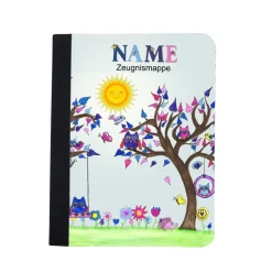 Eule Zeugnismappe personalisiert | Zeugnismappe Mädchen | Zeugnismappe mit Namen | Urkundenmappe Eulen Uhu