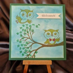 Eulen - Glückwunsch - Geburtstagskarte - Ast