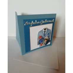 Exklusive Geburtstagskarte für den Mann in Blau mit 3D Anzug – handgefertigt & edel