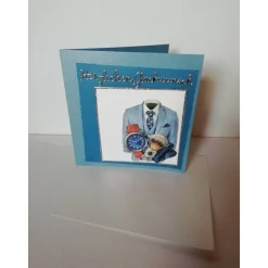Exklusive Geburtstagskarte für den Mann in Blau mit 3D Anzug – handgefertigt & edel
