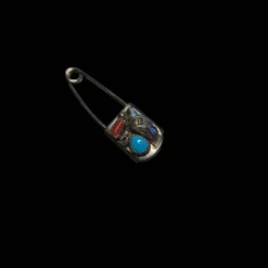 Exklusive Sicherheitsnadel fürs Western-Outfit mit Koralle und Türkisstein – 925 Sterling & Edelstahl