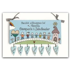 Exklusives Einzugsgeschenk -  personalisiertes Namensschild aus Holz – Türschild für Familien handgemacht, wetterfestes Haustürschild mit Nachname und Vornamen, einzigartiges Familienschild