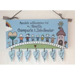 Exklusives Einzugsgeschenk -  personalisiertes Namensschild aus Holz – Türschild für Familien handgemacht, wetterfestes Haustürschild mit Nachname und Vornamen, einzigartiges Familienschild