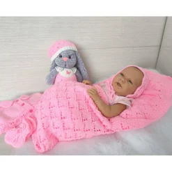 Exklusives Geschenkset für Neugeborene „Rosa Wölkchen“: Babydecke, Kuschelhase & Erstlingsausstattung