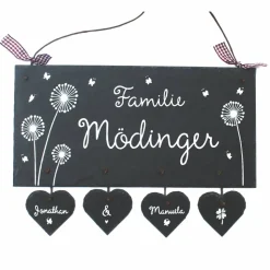 Exklusives Schiefertürschild personalisiert – Geniales Hochzeitsgeschenk & Familientürschild aus Naturstein