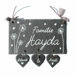 Exklusives Schiefertürschild personalisiert – Geniales Hochzeitsgeschenk & Familientürschild aus Naturstein