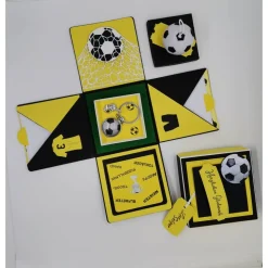Explosionsbox Fußball Schwarz Gelb – Geldgeschenk & Gutschein Verpackung personalisiert