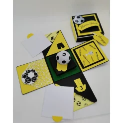 Explosionsbox Fußball Schwarz Gelb – Geldgeschenk & Gutschein Verpackung personalisiert