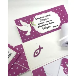 Explosionsbox Kommunion/Taufe – Geldgeschenk, Bibel, Mädchen – Handgemachtes Unikat in Rose/Weiß