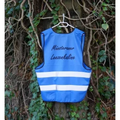 Fahrradweste MÜNSTERANER LEEZENKALINE mit reflektierenden Streifen pfiffig bedruckt. Sicher Fahrrad fahren in Münster.