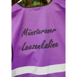 Fahrradweste MÜNSTERANER LEEZENKALINE mit reflektierenden Streifen pfiffig bedruckt. Sicher Fahrrad fahren in Münster..