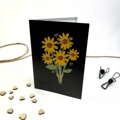 Faltkarte mit Blumen DIN A6 Grußkarte faltbar neutrale Geschenkkarte ohne Aufschrift für jeden Anlass