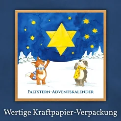 Faltstern-Adventskalender für Kinder von 6 bis 100+ Jahren, eine Faltanleitung, 24 Motive, jeden Tag ein Stern (je 7cm)