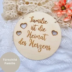 Familienschild mit Namen | Holzschild Familie | Geschenk Einzug | Haustür Deko | Willkommensschild