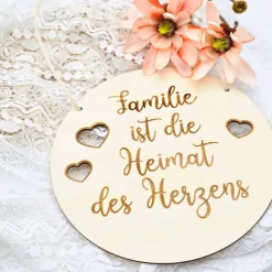 Familienschild mit Namen | Holzschild Familie | Geschenk Einzug | Haustür Deko | Willkommensschild
