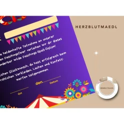 Faschingsurkunde für den Kinderfasching als Mitgebsel | Urkunde Fasching | A4 | Urkunden ausdrucken | Kinderparty |