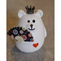 Fashion Bärchen aus Raysin mit Fächer und Krone - niedliche Dekoration oder kleines Geschenk