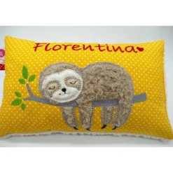 Faultierkissen Sloth Namenskissen Taufkissen Kuschelkissen Kindergartenkissen Geburtsgeschenk Kinderkissen Taufgeschenk