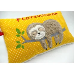 Faultierkissen Sloth Namenskissen Taufkissen Kuschelkissen Kindergartenkissen Geburtsgeschenk Kinderkissen Taufgeschenk