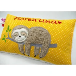 Faultierkissen Sloth Namenskissen Taufkissen Kuschelkissen Kindergartenkissen Geburtsgeschenk Kinderkissen Taufgeschenk