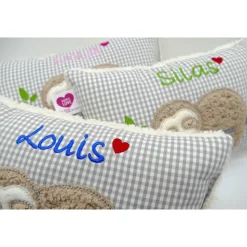 Faultierkissen Sloth Namenskissen Taufkissen Kuschelkissen Kindergartenkissen Geburtsgeschenk Kinderkissen Taufgeschenk