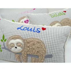 Faultierkissen Sloth Namenskissen Taufkissen Kuschelkissen Kindergartenkissen Geburtsgeschenk Kinderkissen Taufgeschenk