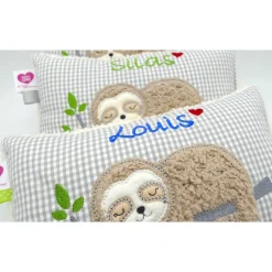 Faultierkissen Sloth Namenskissen Taufkissen Kuschelkissen Kindergartenkissen Geburtsgeschenk Kinderkissen Taufgeschenk