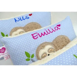 Faultierkissen Sloth Namenskissen Taufkissen Kuschelkissen Kindergartenkissen Geburtsgeschenk Kinderkissen Taufgeschenk