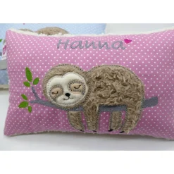Faultierkissen Sloth Namenskissen Taufkissen Kuschelkissen Kindergartenkissen Geburtsgeschenk Kinderkissen Taufgeschenk