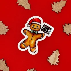FCK NZS Lebkuchenmann Vinylsticker – Weihnachtsaufkleber aus weißem Vinyl | handgemacht