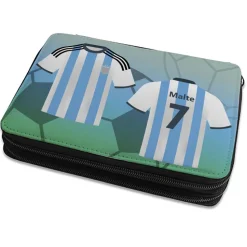 Federmappe gefüllt Fußball Trikot mit Name und Rückennummer personalisiert