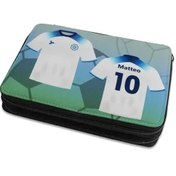 Federmappe gefüllt Fußball Trikot mit Name und Rückennummer personalisiert