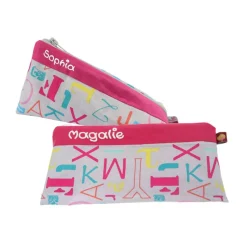 Federmäppchen Buchstaben pink mit Namen personalisiert Mäppchen Schulmäppchen Schlamperle Brillenetui Schlampermäppchen