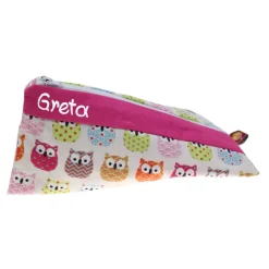 Federmäppchen Eulenfamilie pink mit Namen personalisiert Mäppchen Schulmäppchen Brillenetui Schlampermäppchen Etui