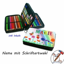 Federmäppchen inkl. Inhalt Motiv Marienkäfer mit Name / personalisierbar