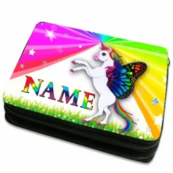 Federmäppchen inkl. Inhalt Motiv Einhorn mit Name / personalisierbar