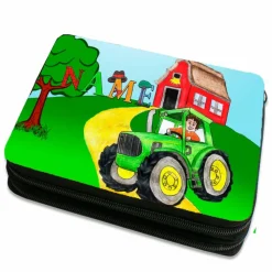 Federmäppchen inkl. Inhalt Motiv Traktor mit Name / personalisierbar / Bulldog / Bauernhof / Landwirtschaft