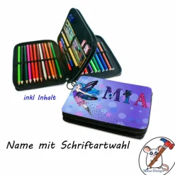 Federmäppchen inkl. Inhalt Motiv Fee mit Name / personalisierbar / Seifenblasen