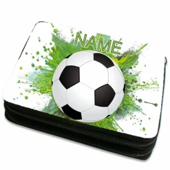 Federmäppchen inkl. Inhalt Motiv Fußball mit Name / personalisierbar