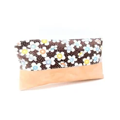 Federmäppchen, Kosmetiktasche braun geblümt