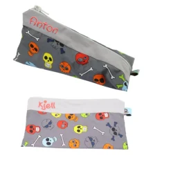 Federmäppchen lustige Tötenköpfe mit Namen personalisiert Mäppchen Schulmäppchen Schlamperle Brillenetui Schlamperle