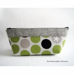 Federmäppchen Mäppchen Punkte grün
